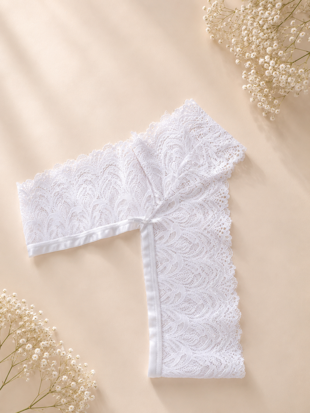 White Lace Set — Floral Bra & Ruffle Panty | KERIS MOR