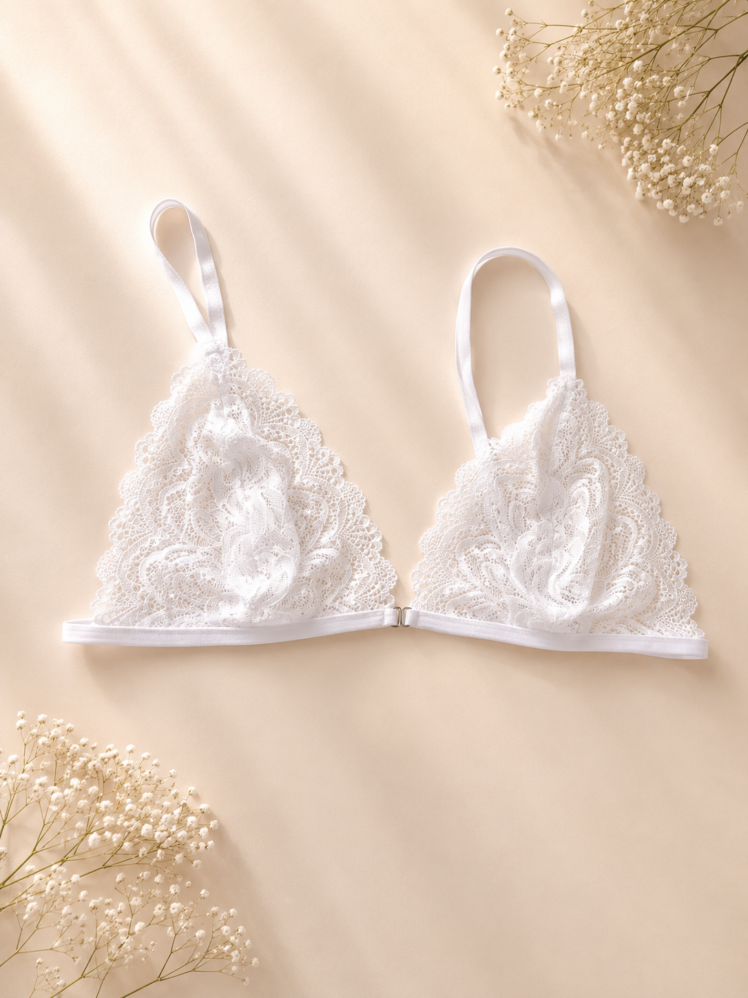White Lace Set — Floral Bra & Ruffle Panty | KERIS MOR