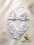 White Lace Set — Floral Bra & Ruffle Panty | KERIS MOR