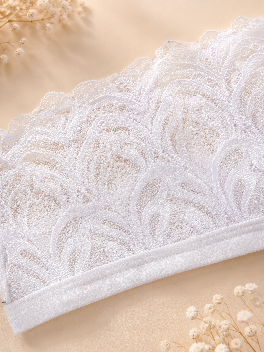 White Lace Set — Floral Bra & Ruffle Panty | KERIS MOR