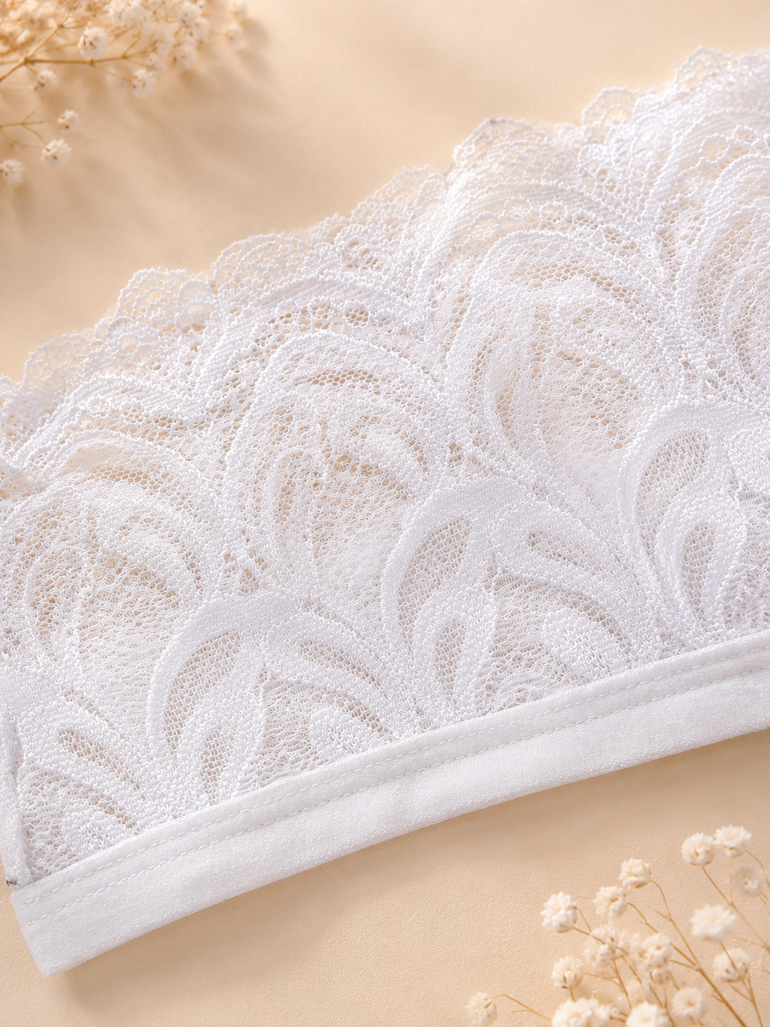 White Lace Set — Floral Bra & Ruffle Panty | KERIS MOR